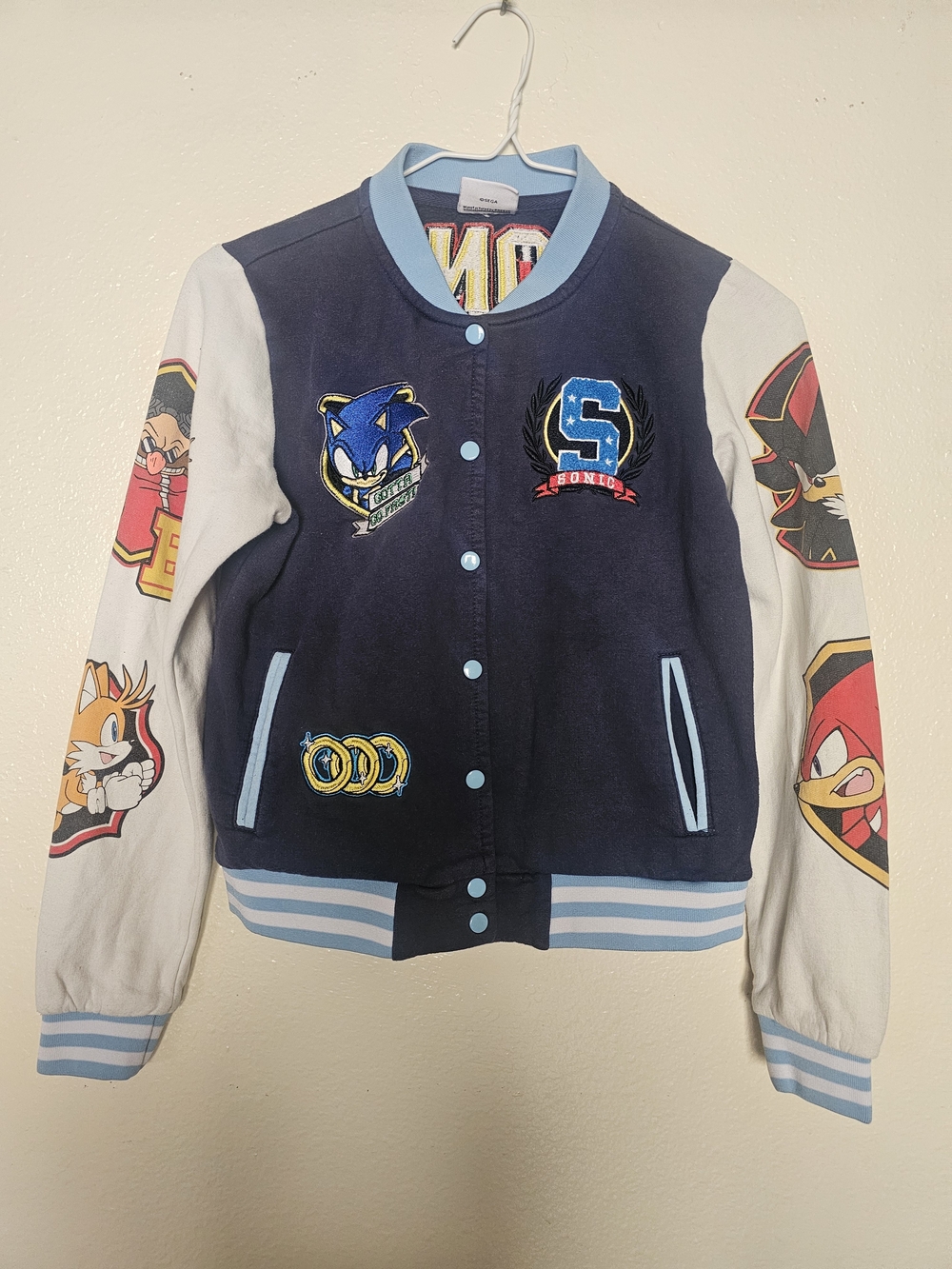Official SEGA Sonic The Hedgehog Varsity Jacket Gotta Go Fast Freeze Kids Size M